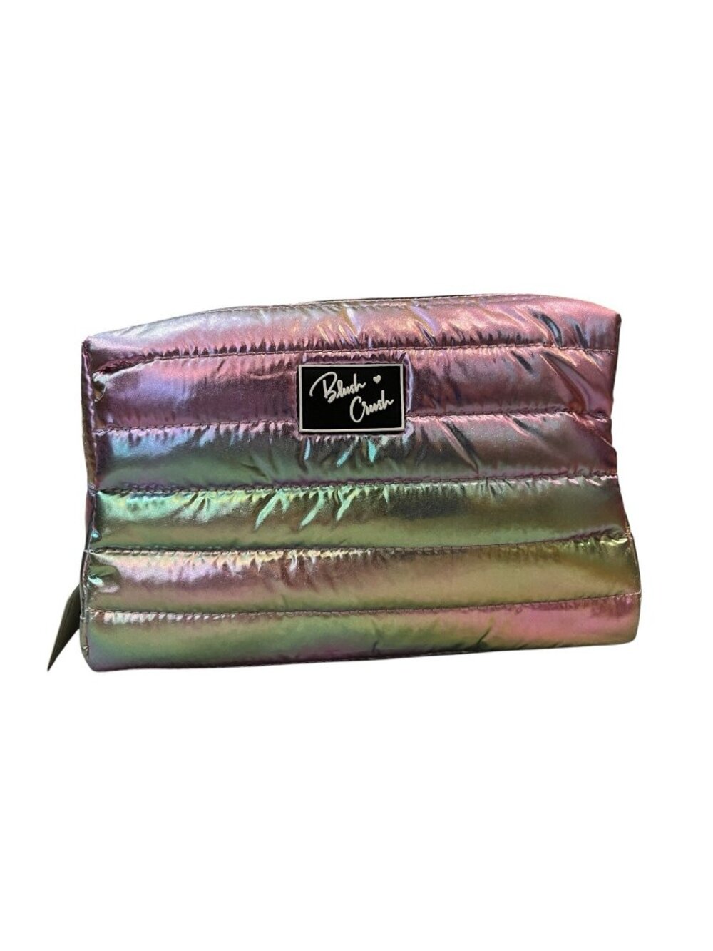 Blush Crush Puffy Quilted Cosmetic Bag Purple Metallic Makeup Clutch NWT